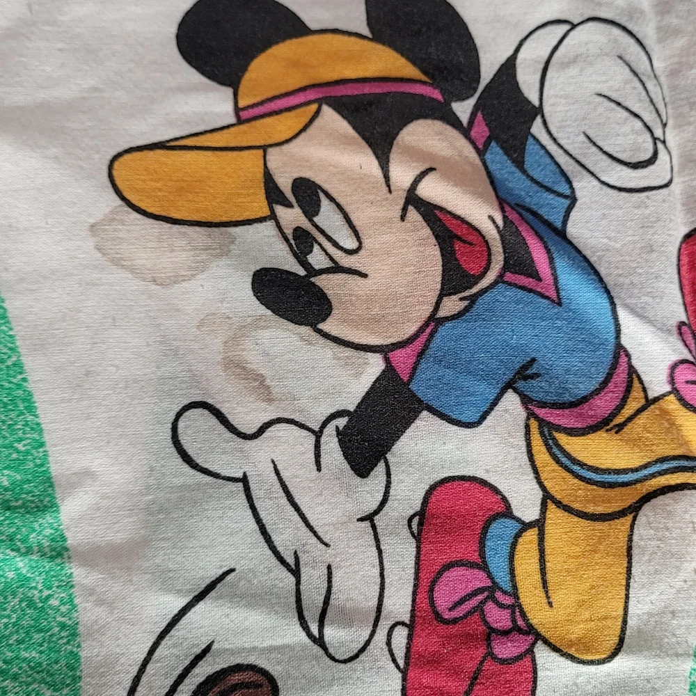 Vintage 1980's Disney Mickey Sports Twin Flat and‎ Fitted Sheets |Mickey Mouse